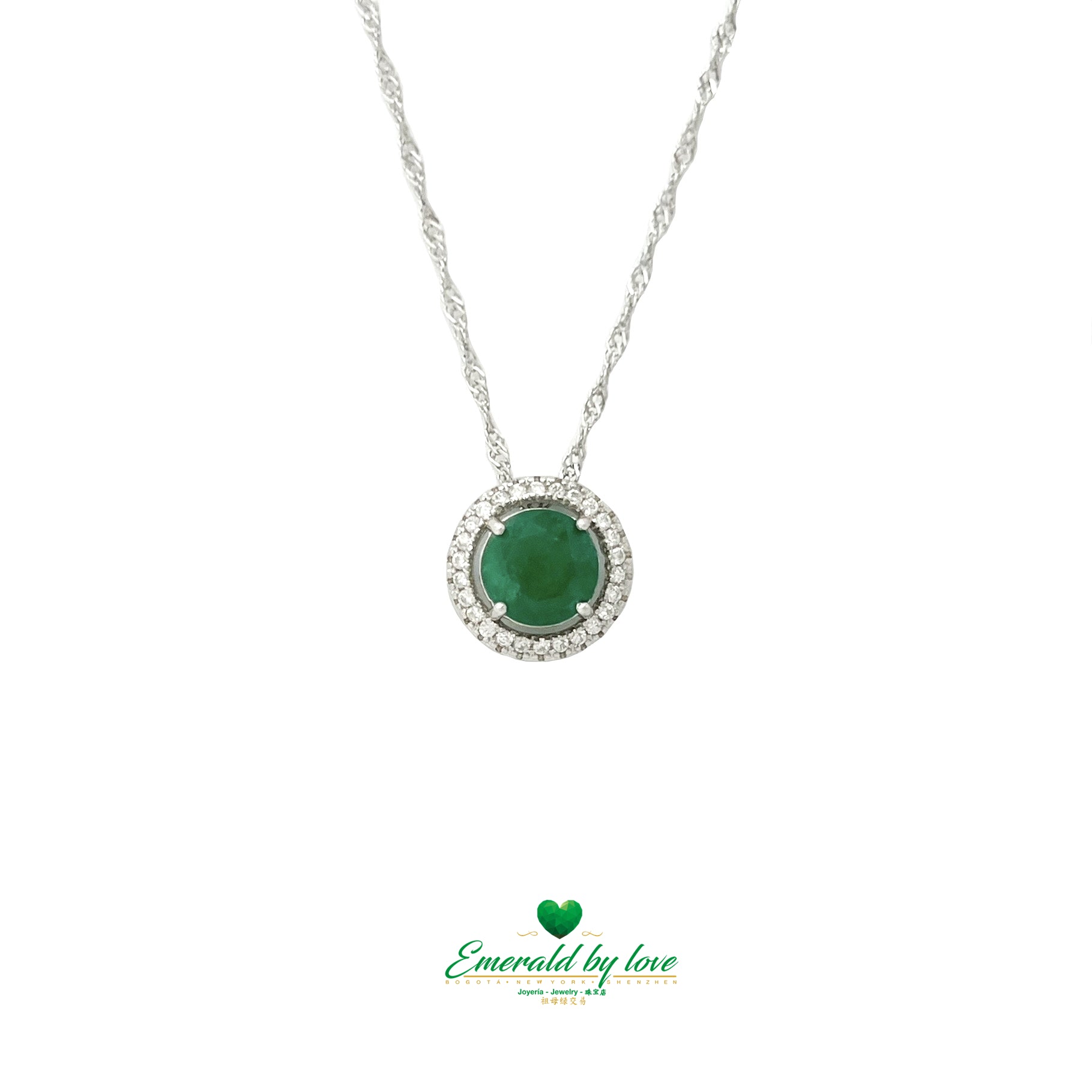 Majestic Marquis Pendant with Large Central Emerald and Zircon Halo – Chain Pass-Through Design