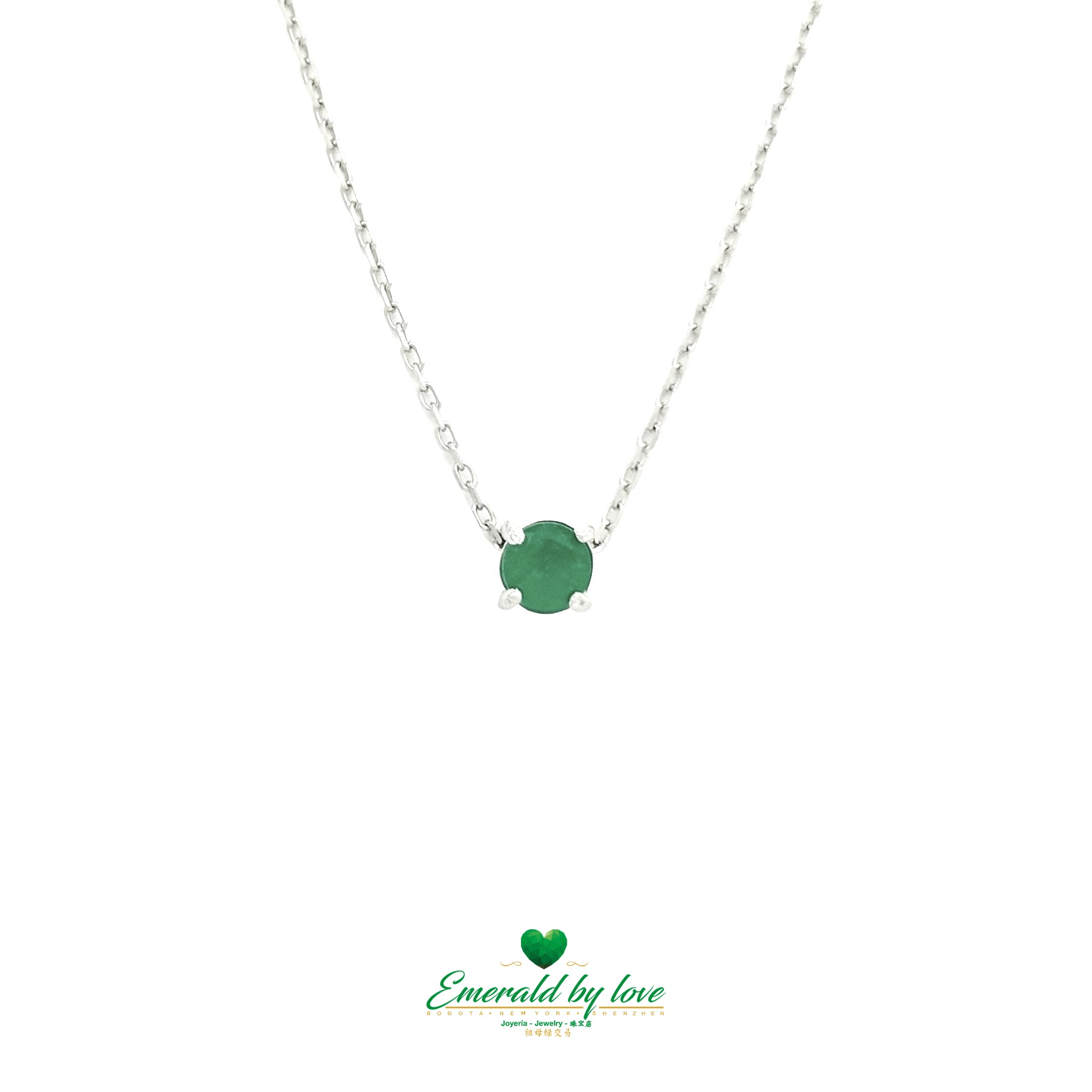 Elegant Movable Solitaire Pendant with Round Emerald