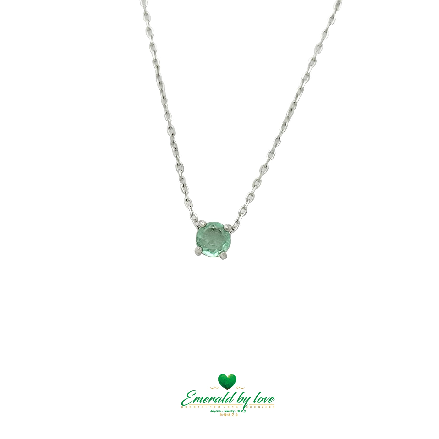 925 Silver Solitaire Pendant with Round Crystal-Cut Colombian Emerald