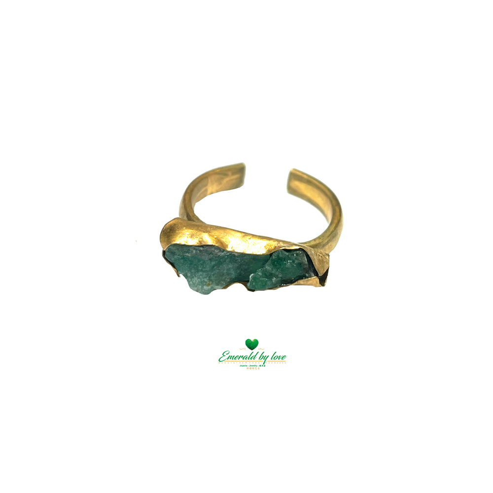 Original Amorphous Band with Rough-Cut Colombian Emeralds