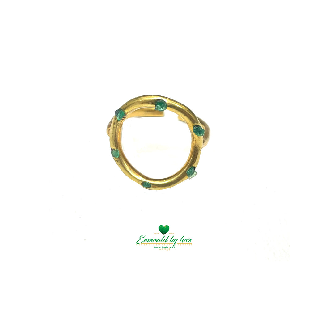 Every Day Circle Band Ring with Small Rough-Cut Emeralds