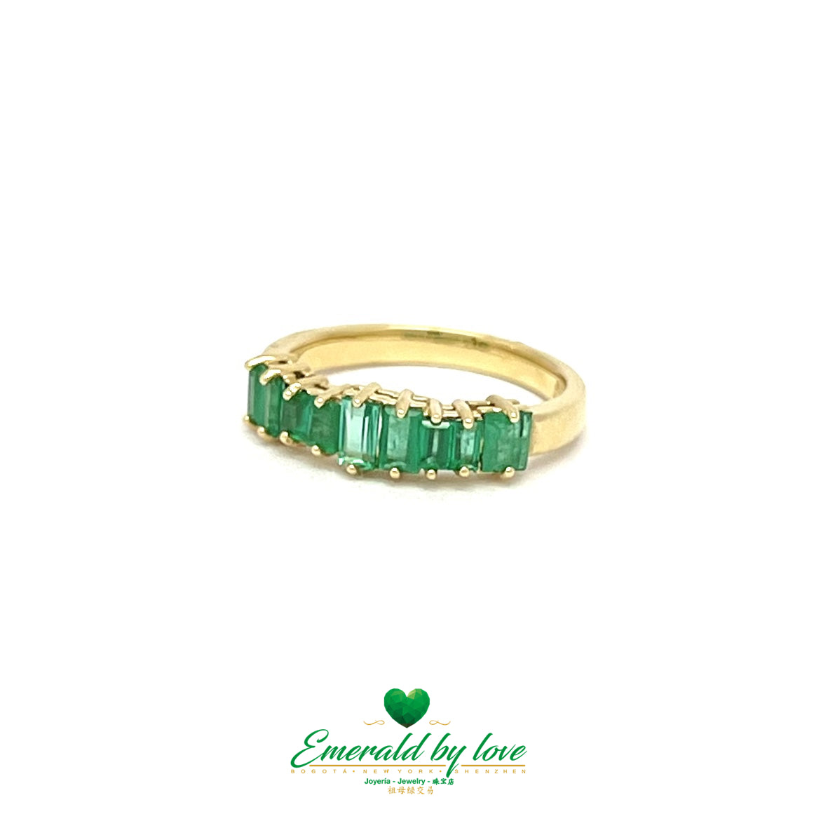 Yellow Gold Baguette Emerald Band: 0.76 CTW of Elegance