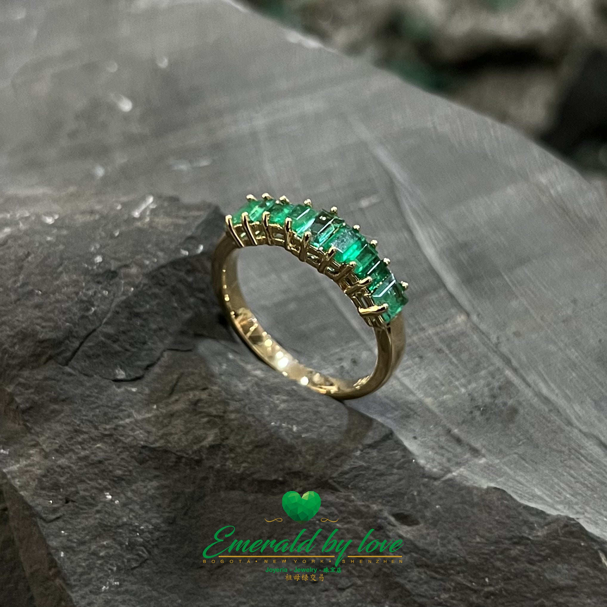 Yellow Gold Baguette Emerald Band: 0.76 CTW of Elegance