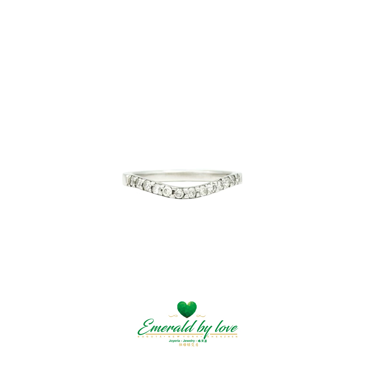 White Gold Band Ring with Natural Diamonds