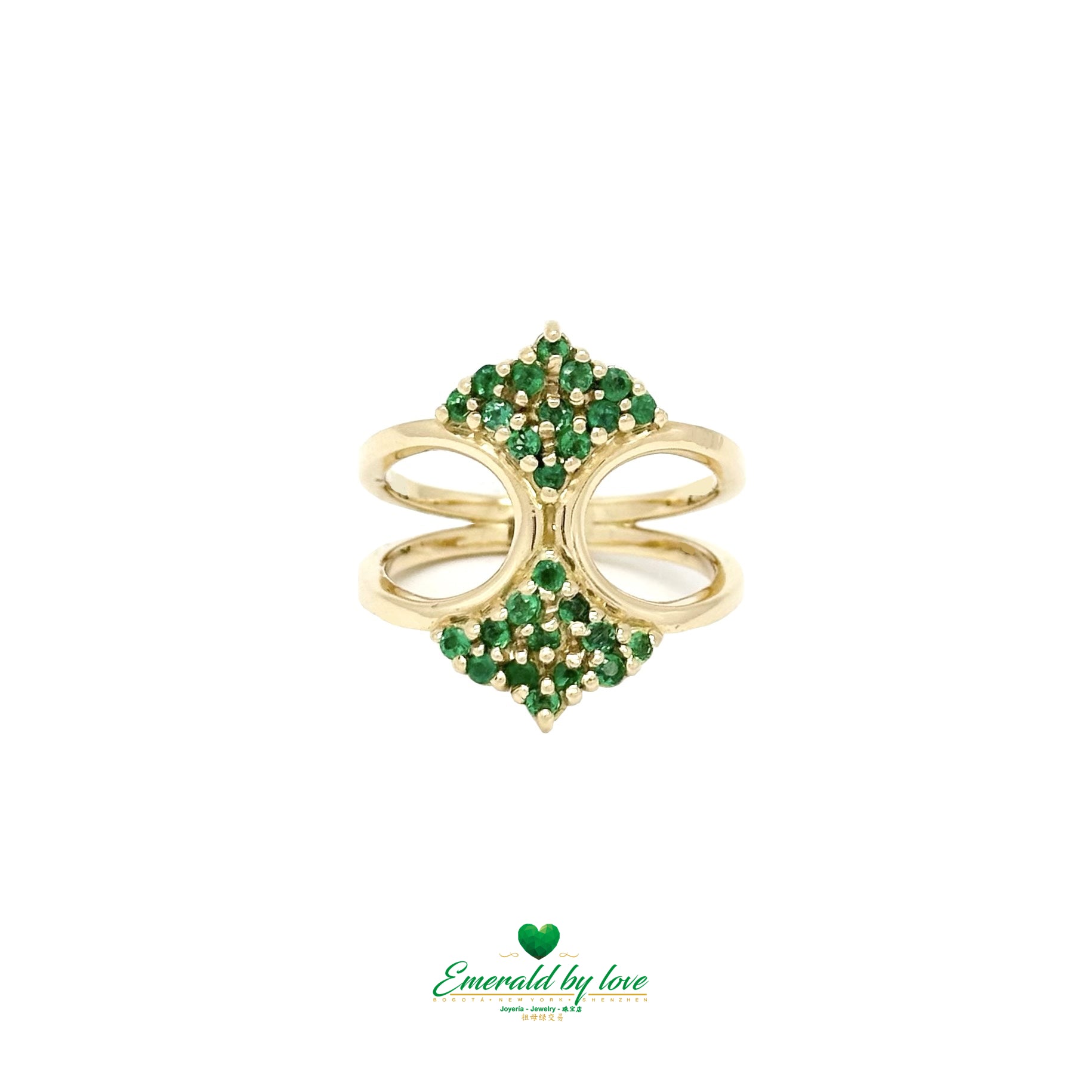 Regal Crown Ring with Dual Plated Design and Inlaid Emeralds