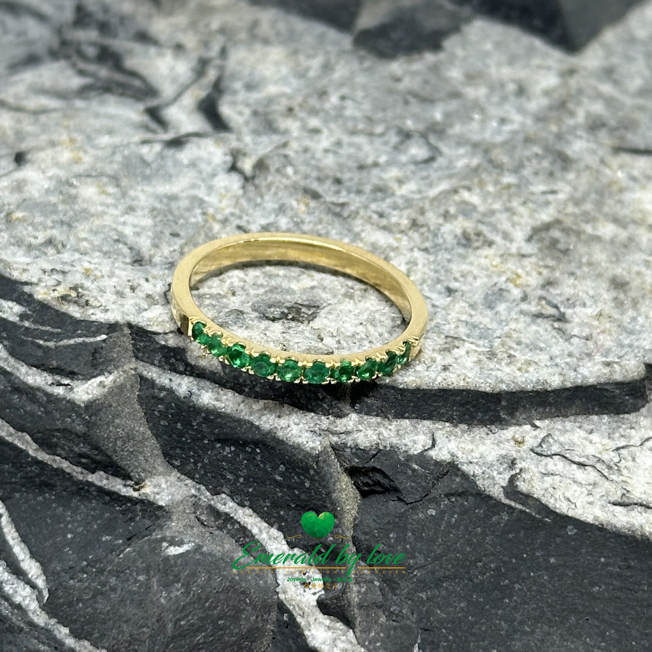 Emerald Band Ring with 2.05 TCW Round Colombian Emeralds