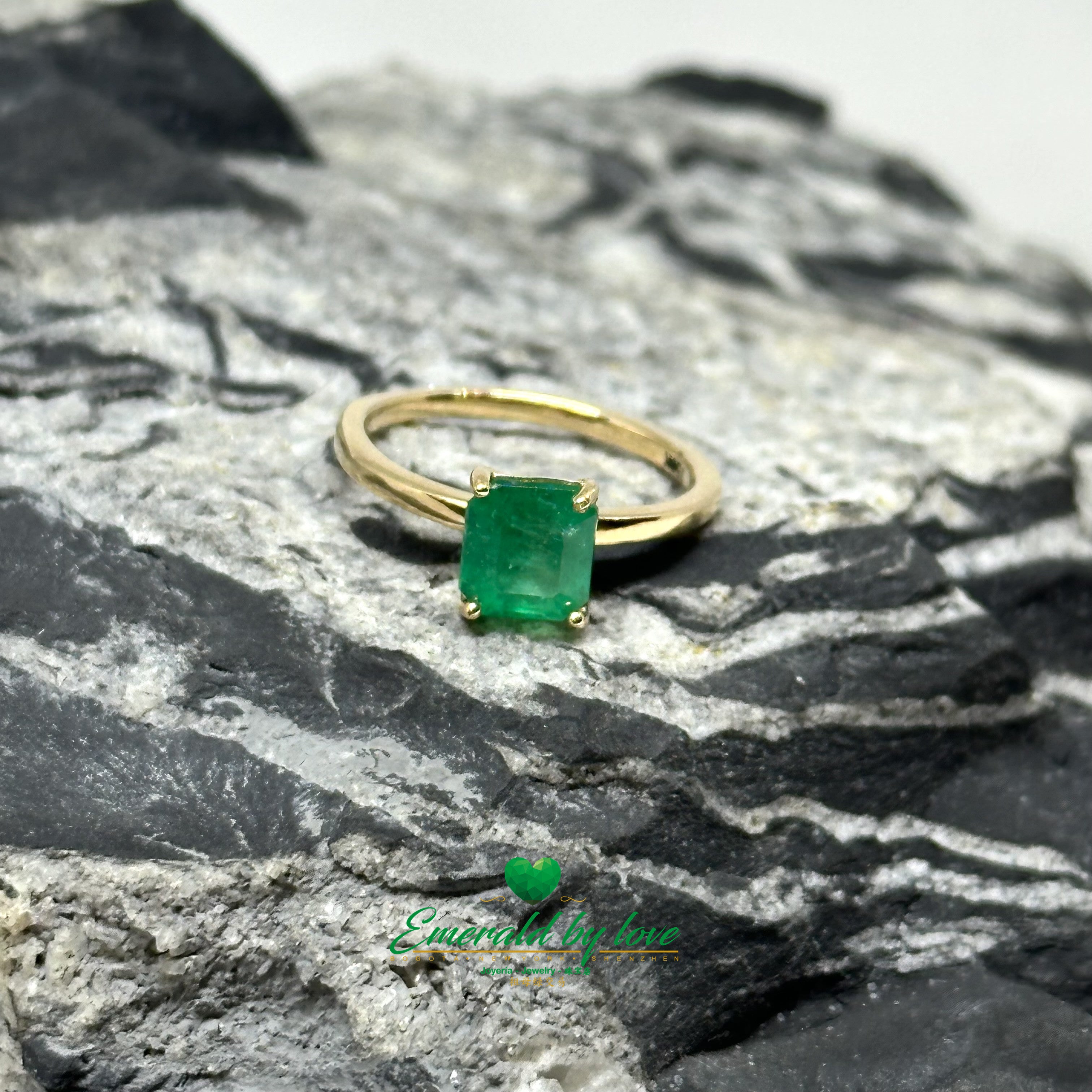 Emerald-Cut Solitaire Engagement Ring in 18K Gold