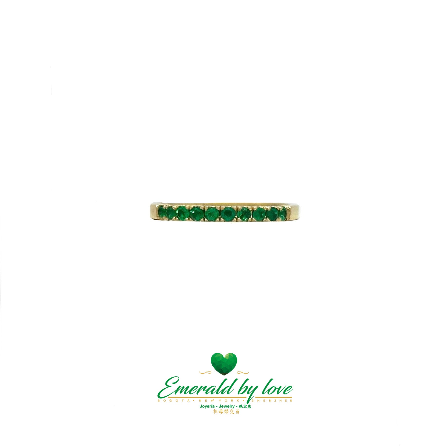 Emerald Band Ring with 2.05 TCW Round Colombian Emeralds