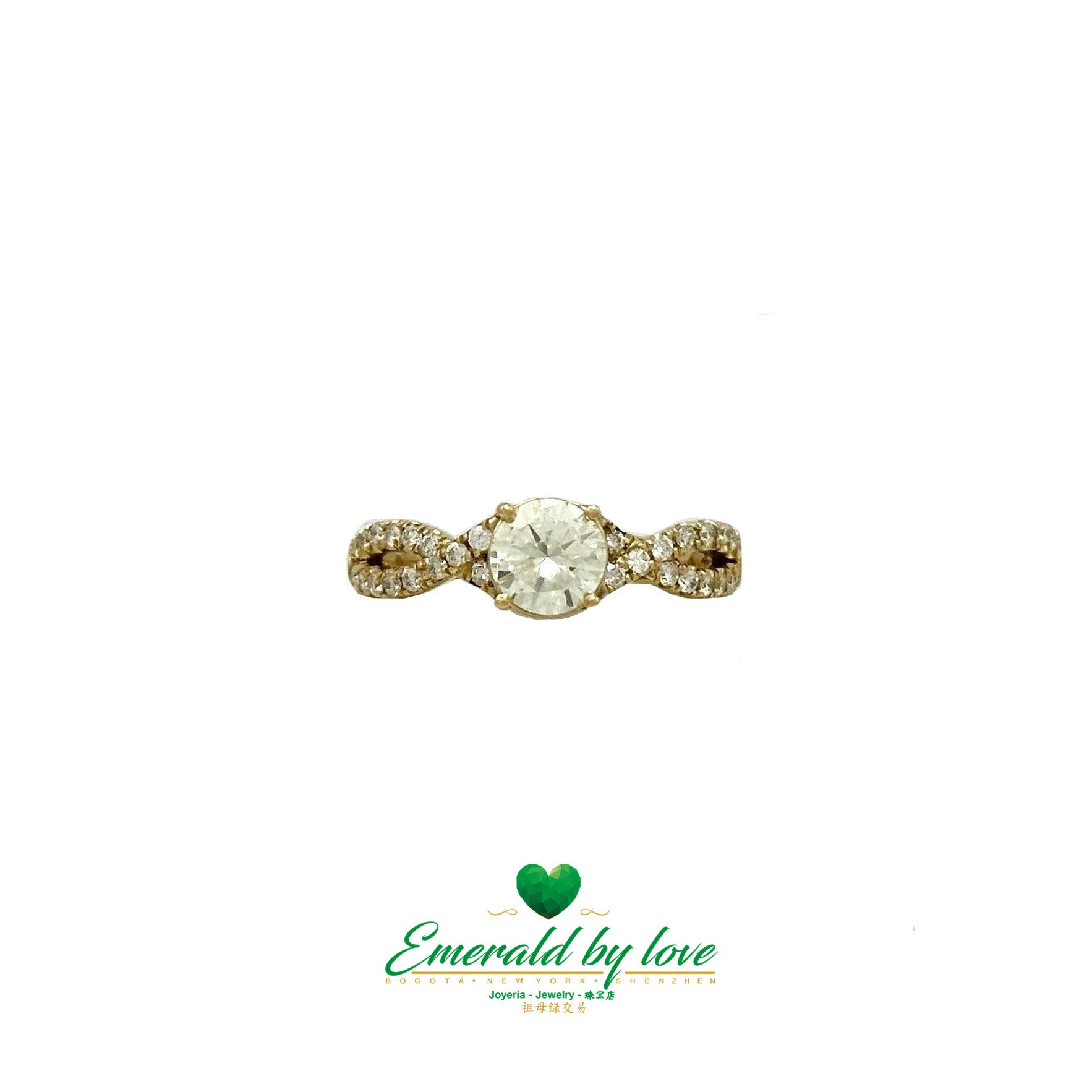 Modern Open Diamond Ring in 18K Gold with Central Stone