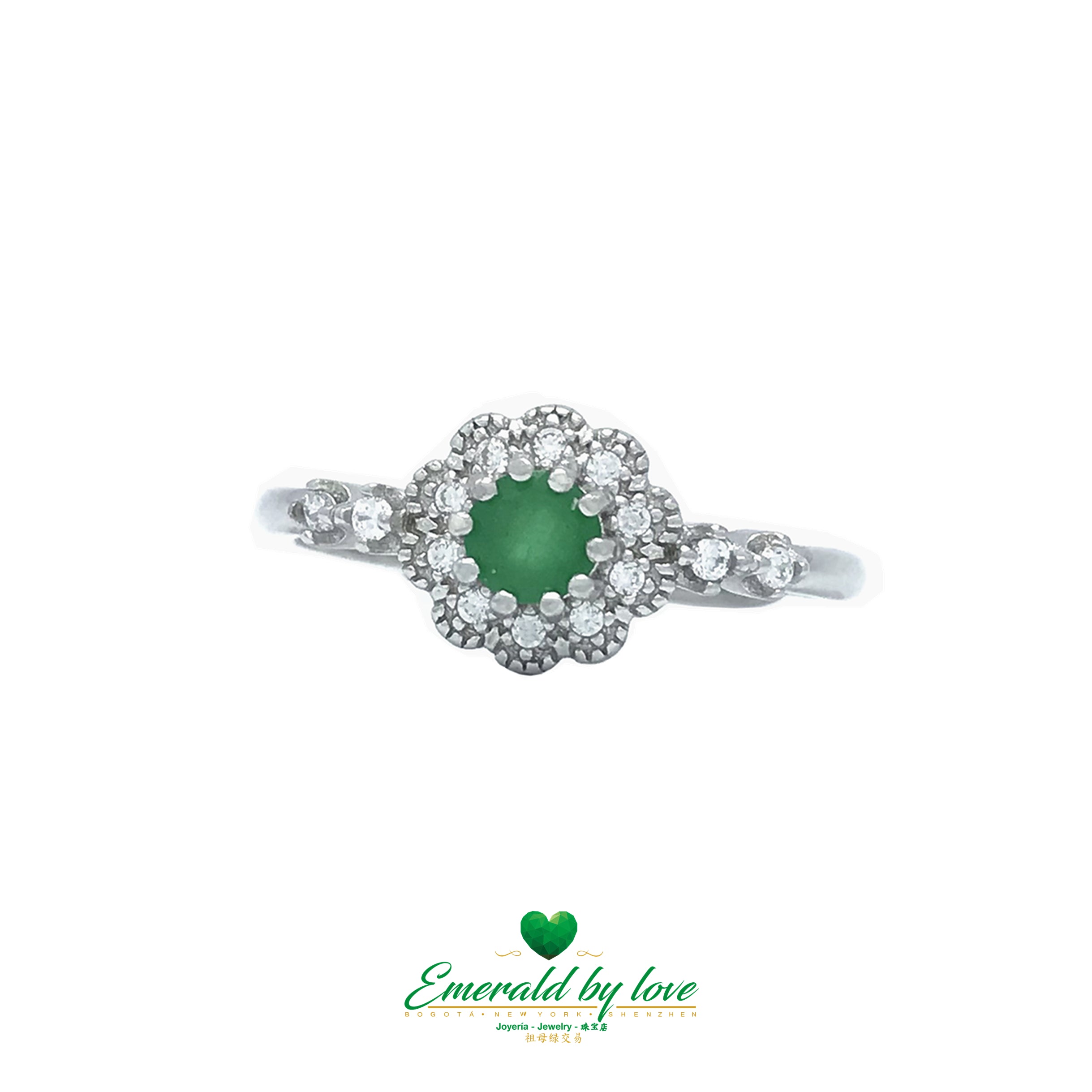 Beautiful Floral Marquise Emerald Ring