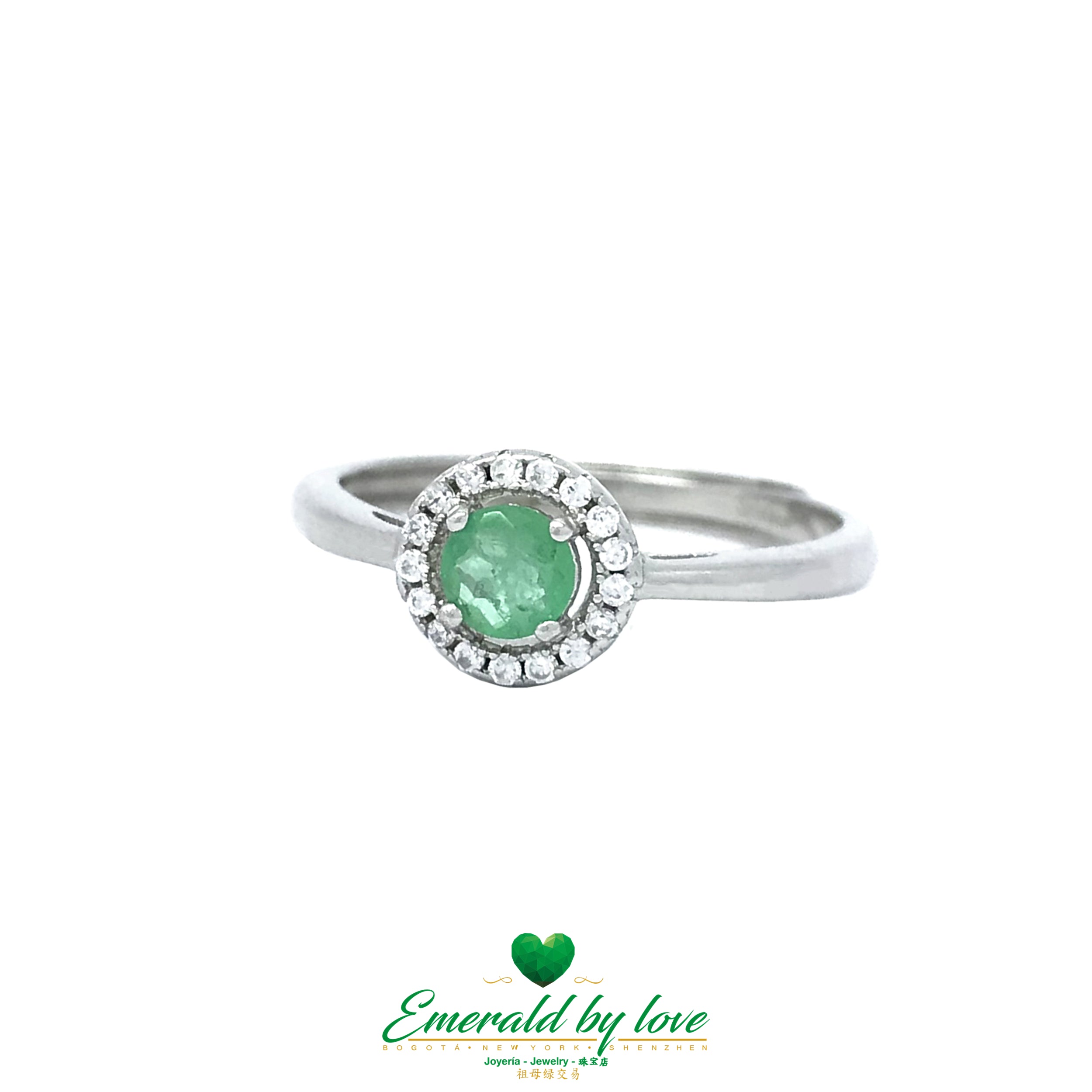 Round Marquise Style Ring with Colombian Round Emerald