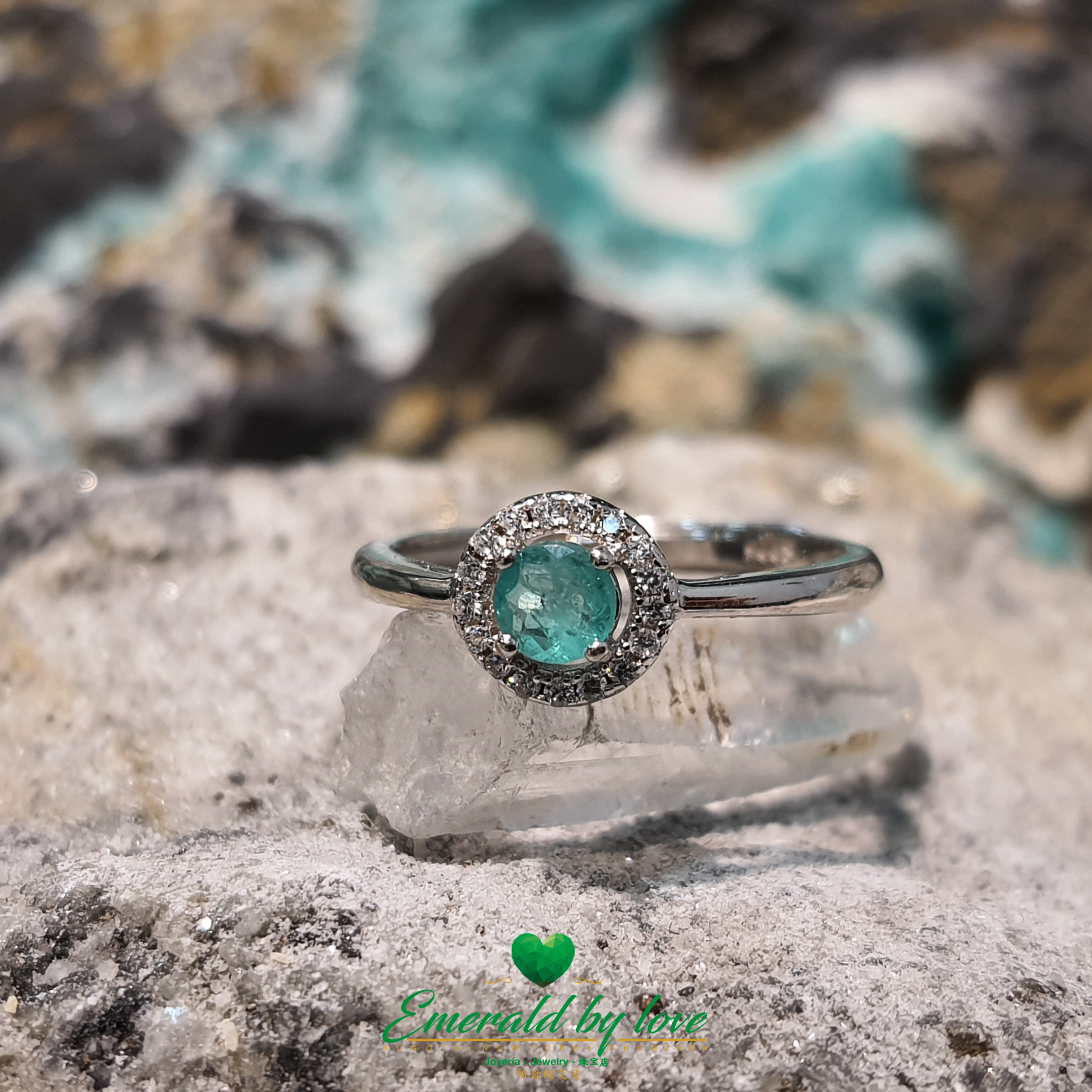 Round Marquise Style Ring with Colombian Round Emerald