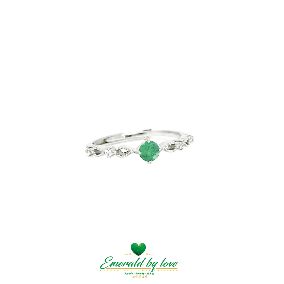 Minimalist Emerald Solitaire Ring with Subtle Side Accents