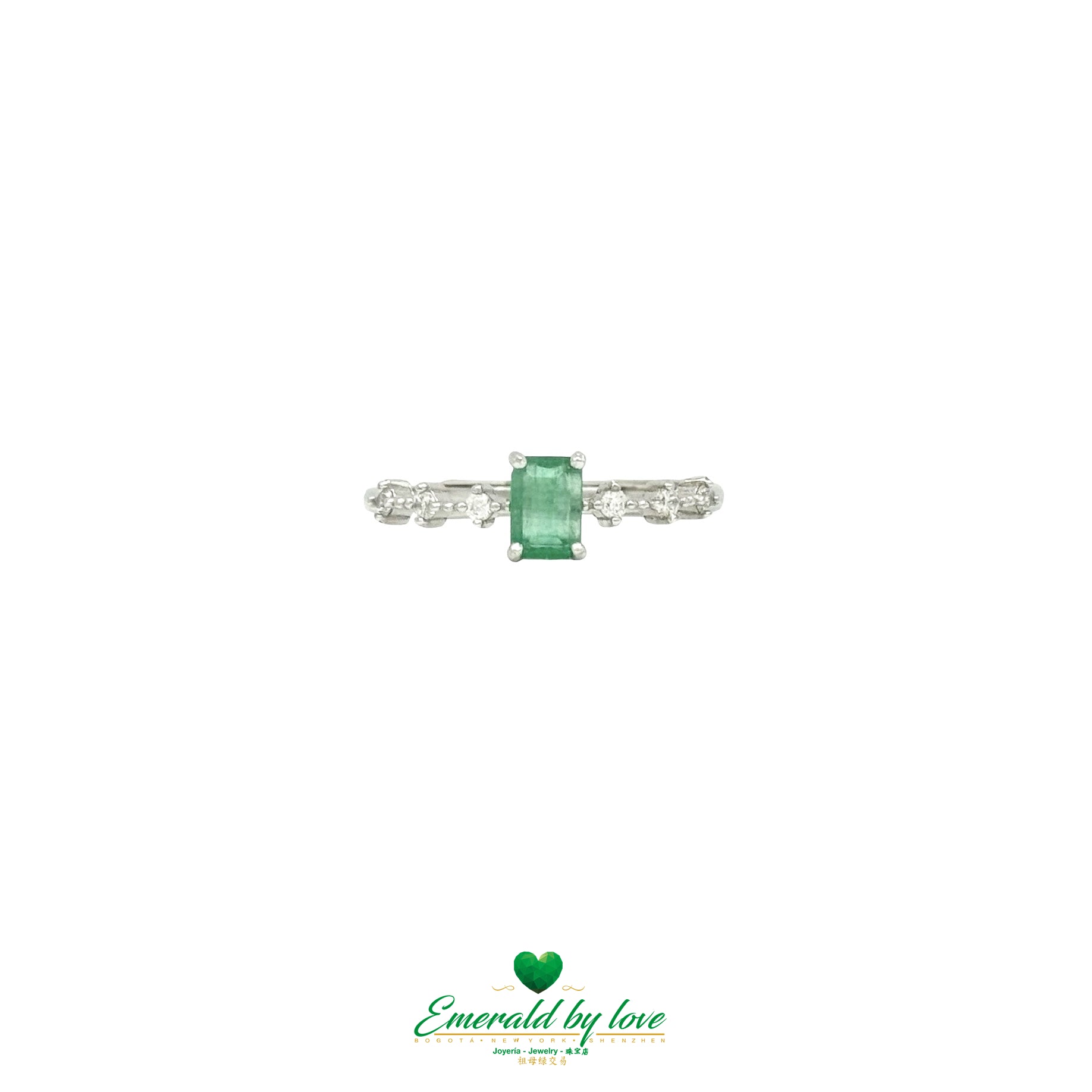 Sterling Silver Ring with Baguette-Cut Emerald & Zircon Accents | Handcrafted Colombian Gemstone Jewelry