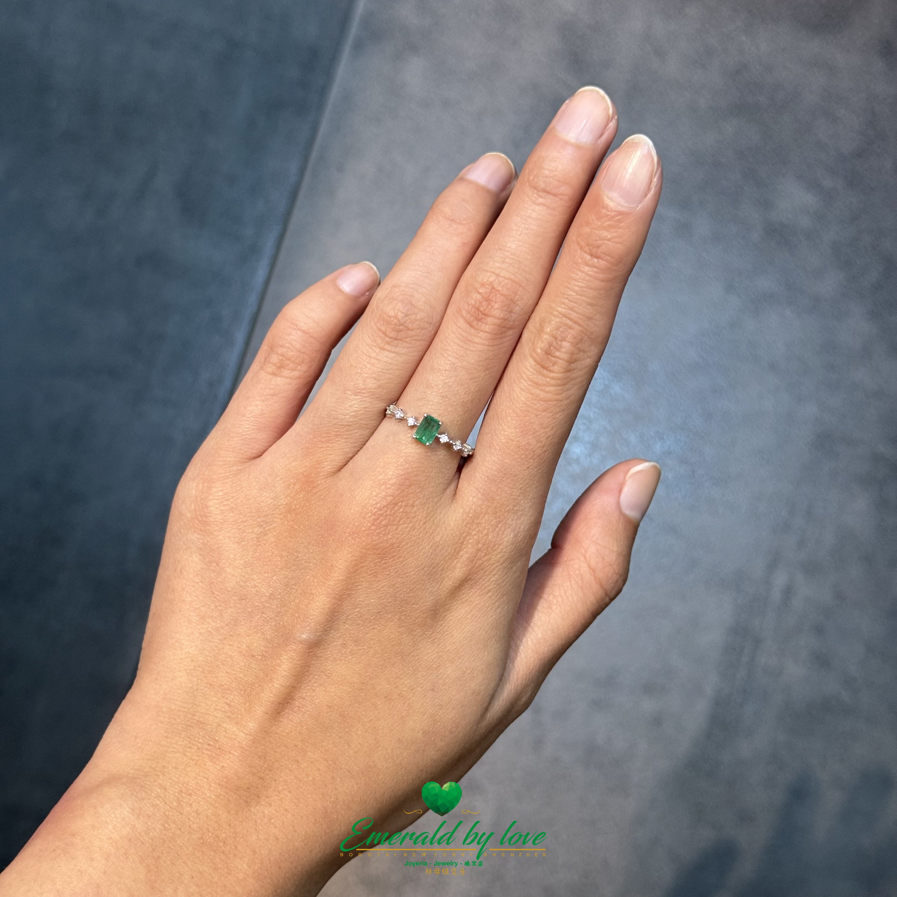 Sterling Silver Ring with Baguette-Cut Emerald & Zircon Accents | Handcrafted Colombian Gemstone Jewelry