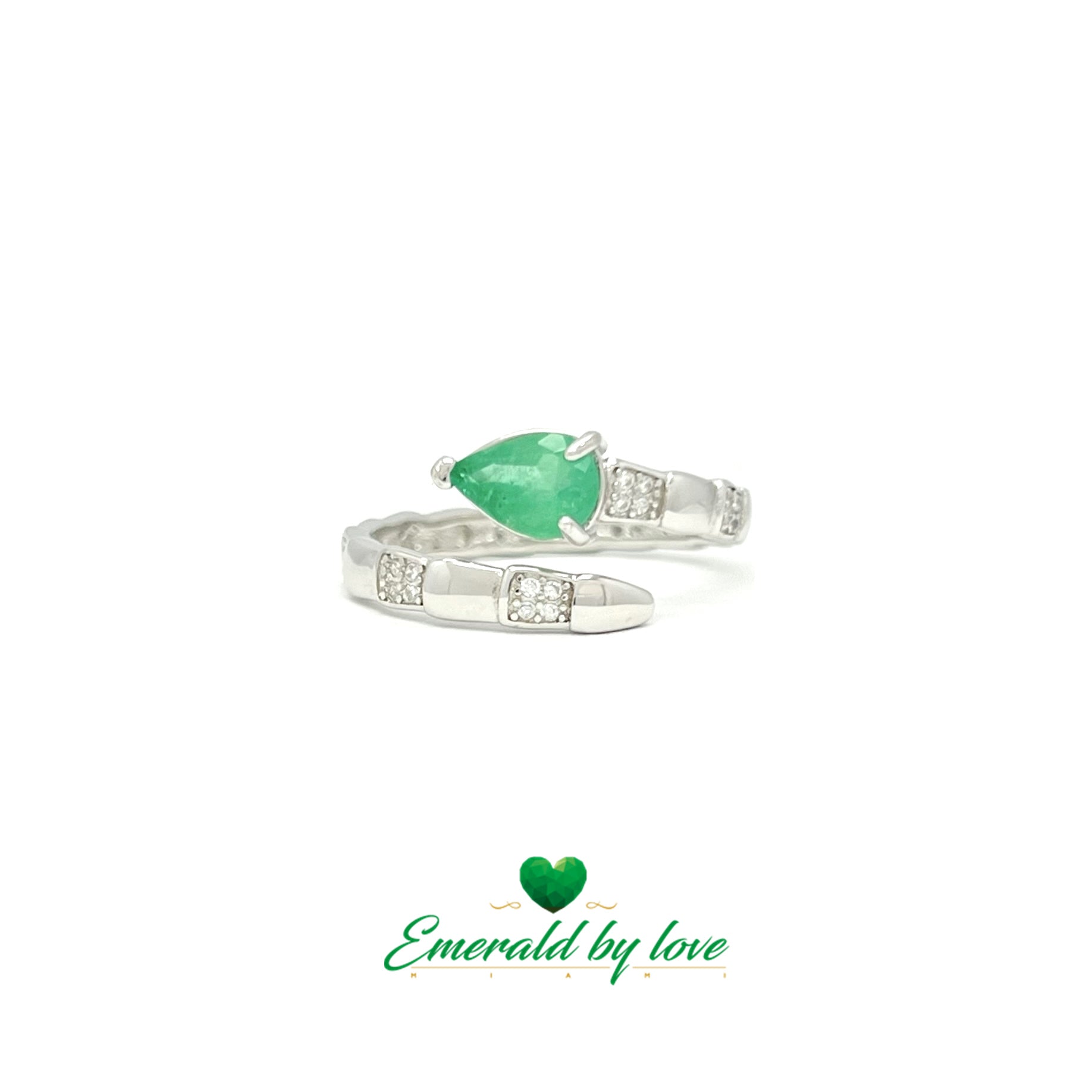 Snake Ring with Teardrop Emerald at the Head