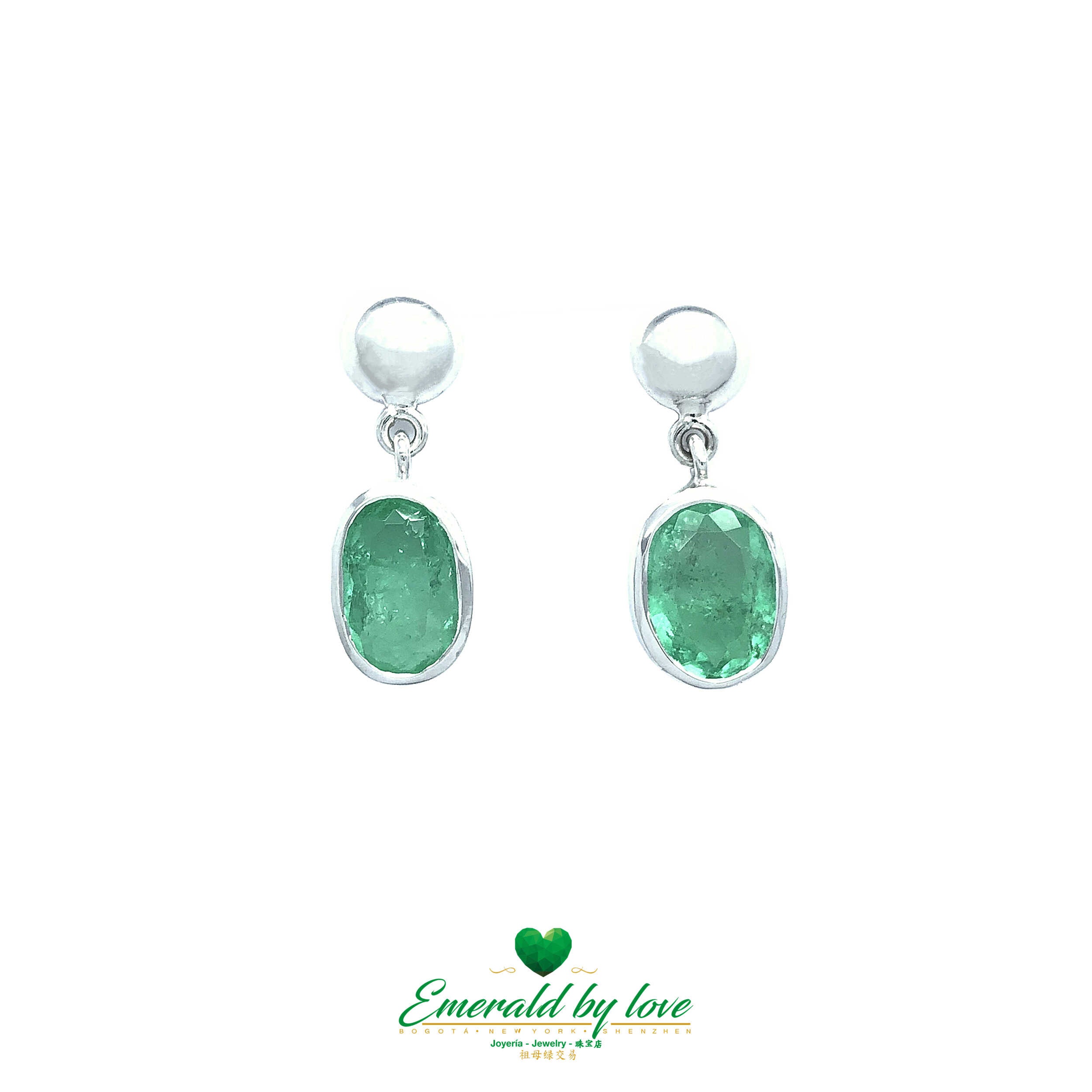Luxurious Colombian Emerald Earrings in 18K White Gold