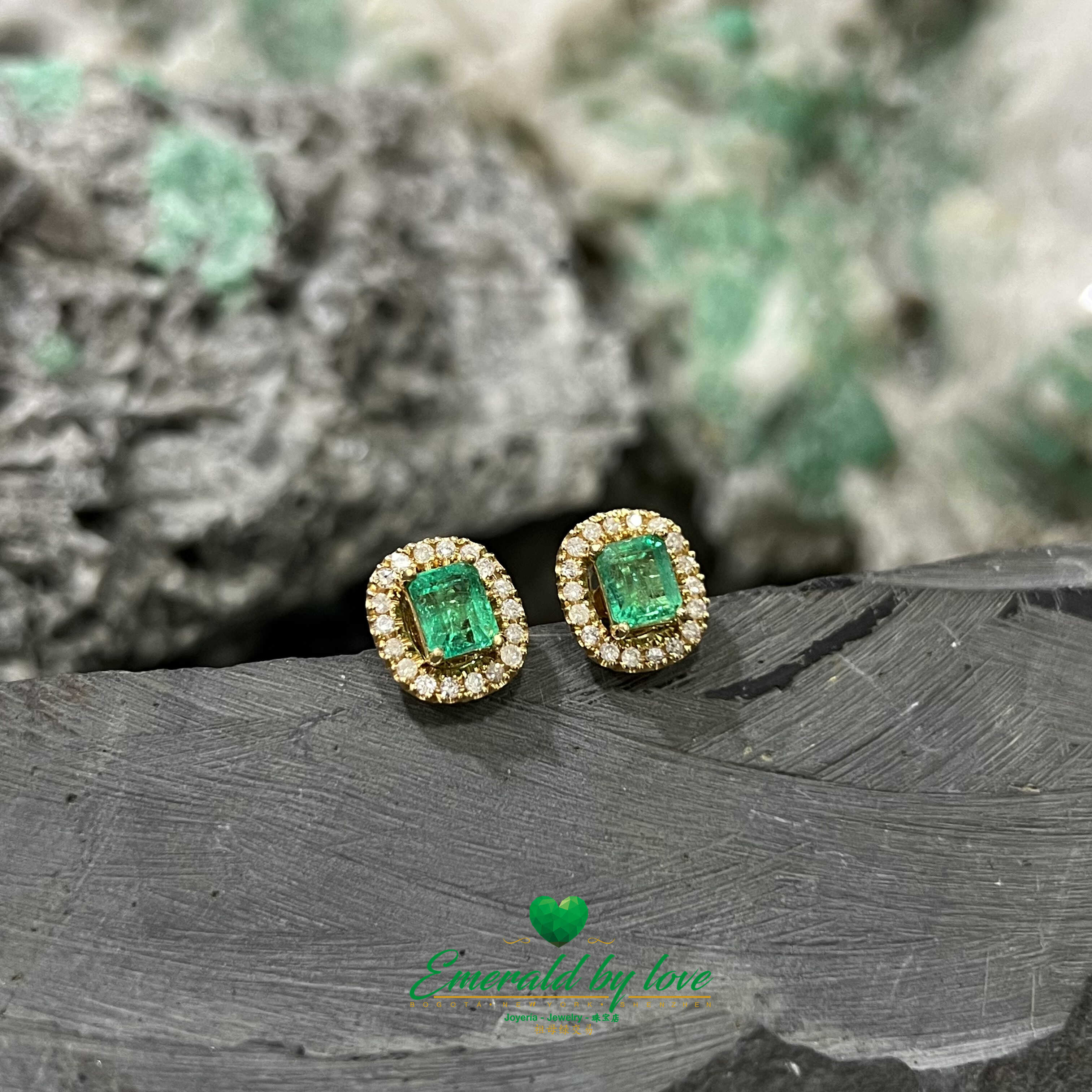 Colombian Emerald Jacket Earrings in 18K Yellow Gold