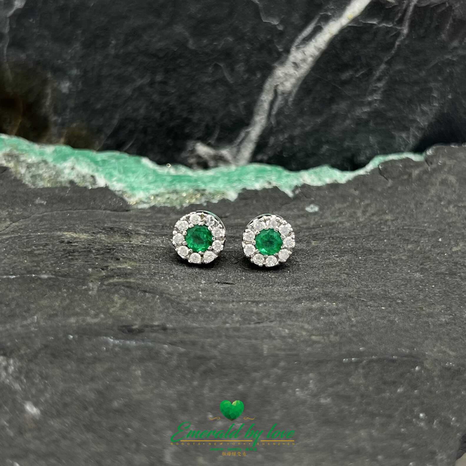 Graceful Beauty in every stone Colombian Emerald Marquise Earrings in 18K White Gold