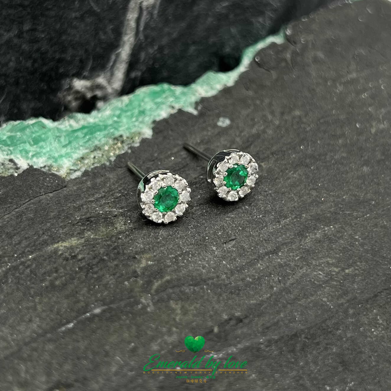 Graceful Beauty in every stone Colombian Emerald Marquise Earrings in 18K White Gold