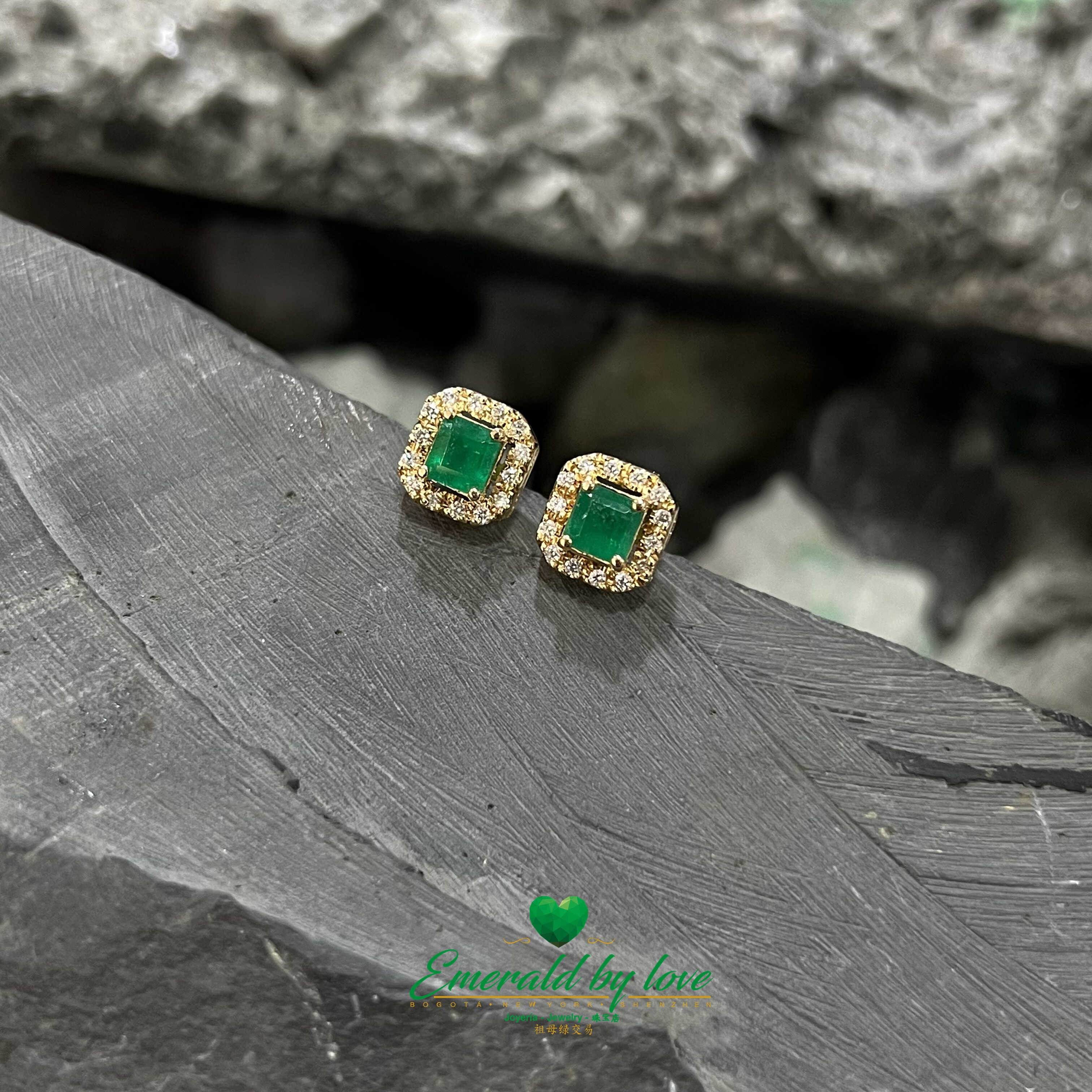 Timeless Beauty: Marquise-Cut Yellow Gold Earrings with Emeralds 1.9 TCW