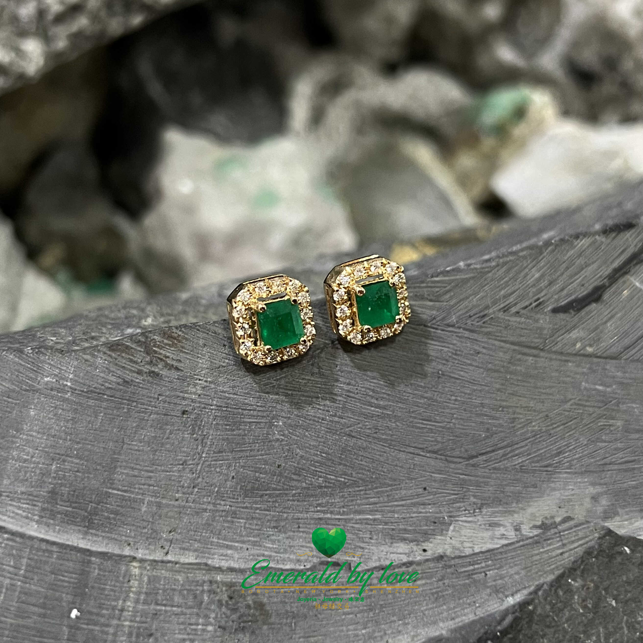 Timeless Beauty: Marquise-Cut Yellow Gold Earrings with Emeralds 1.9 TCW