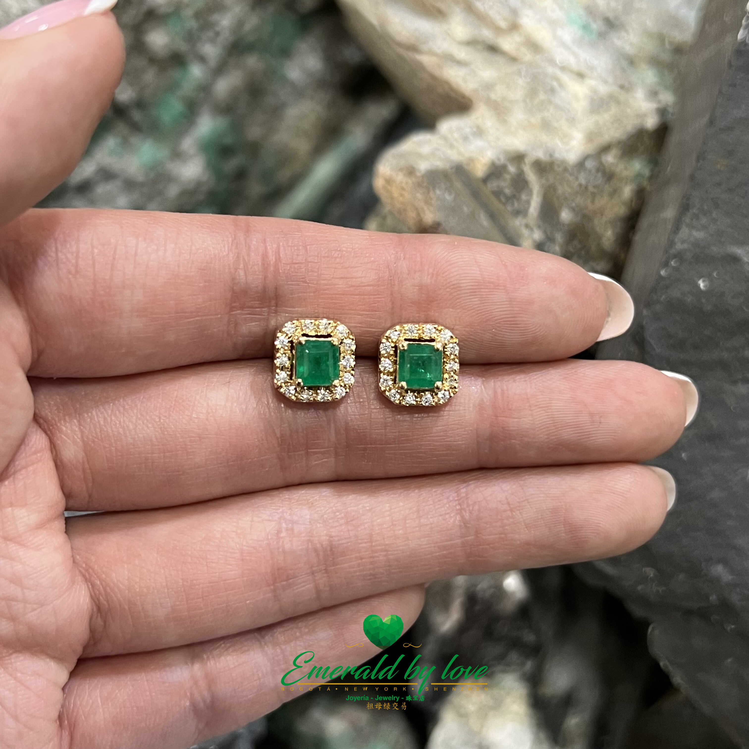 Timeless Beauty: Marquise-Cut Yellow Gold Earrings with Emeralds 1.9 TCW