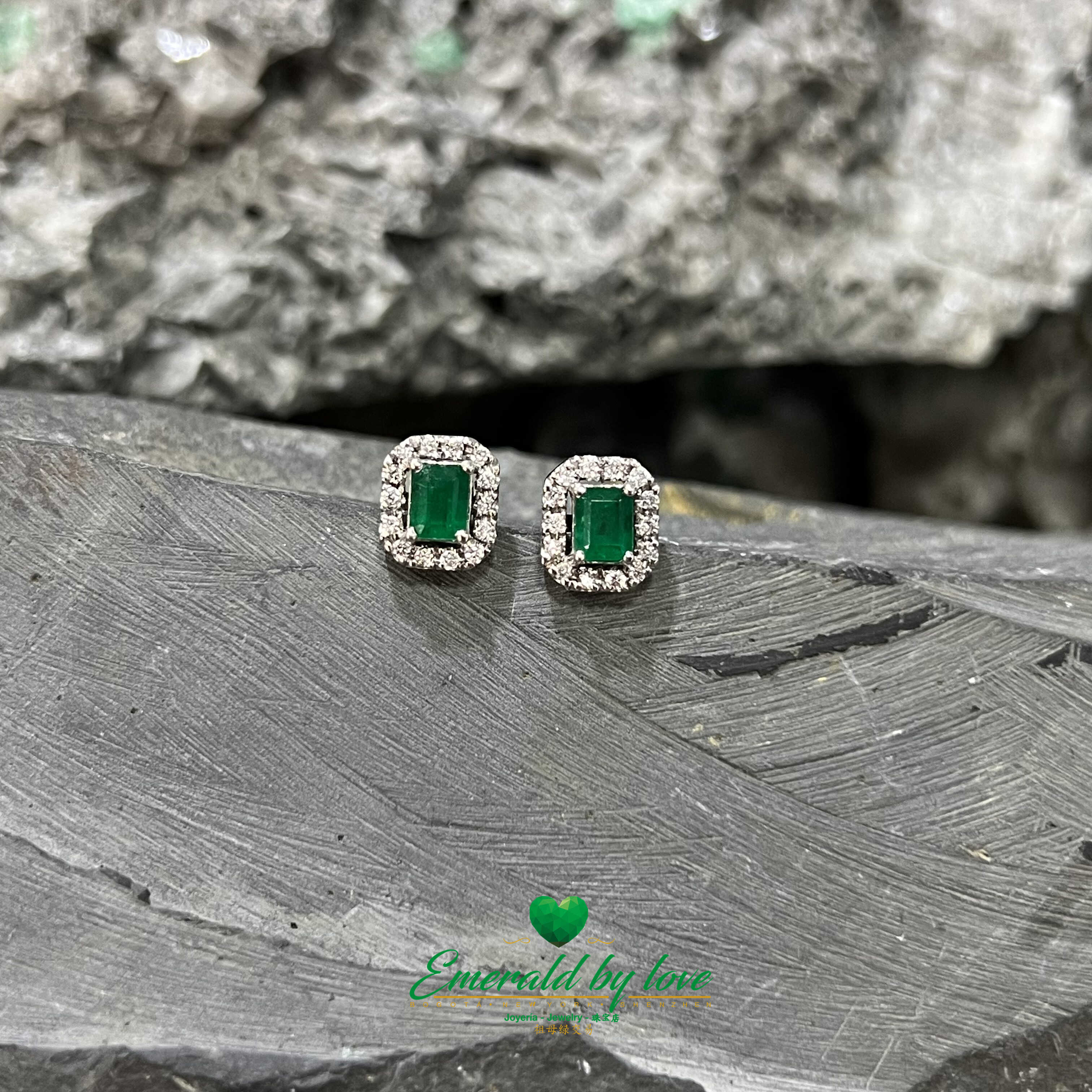 Regal Marquise White Gold Earrings with 1.10 Ct Emerald Cut Emeralds and 0.28 Ct Diamonds