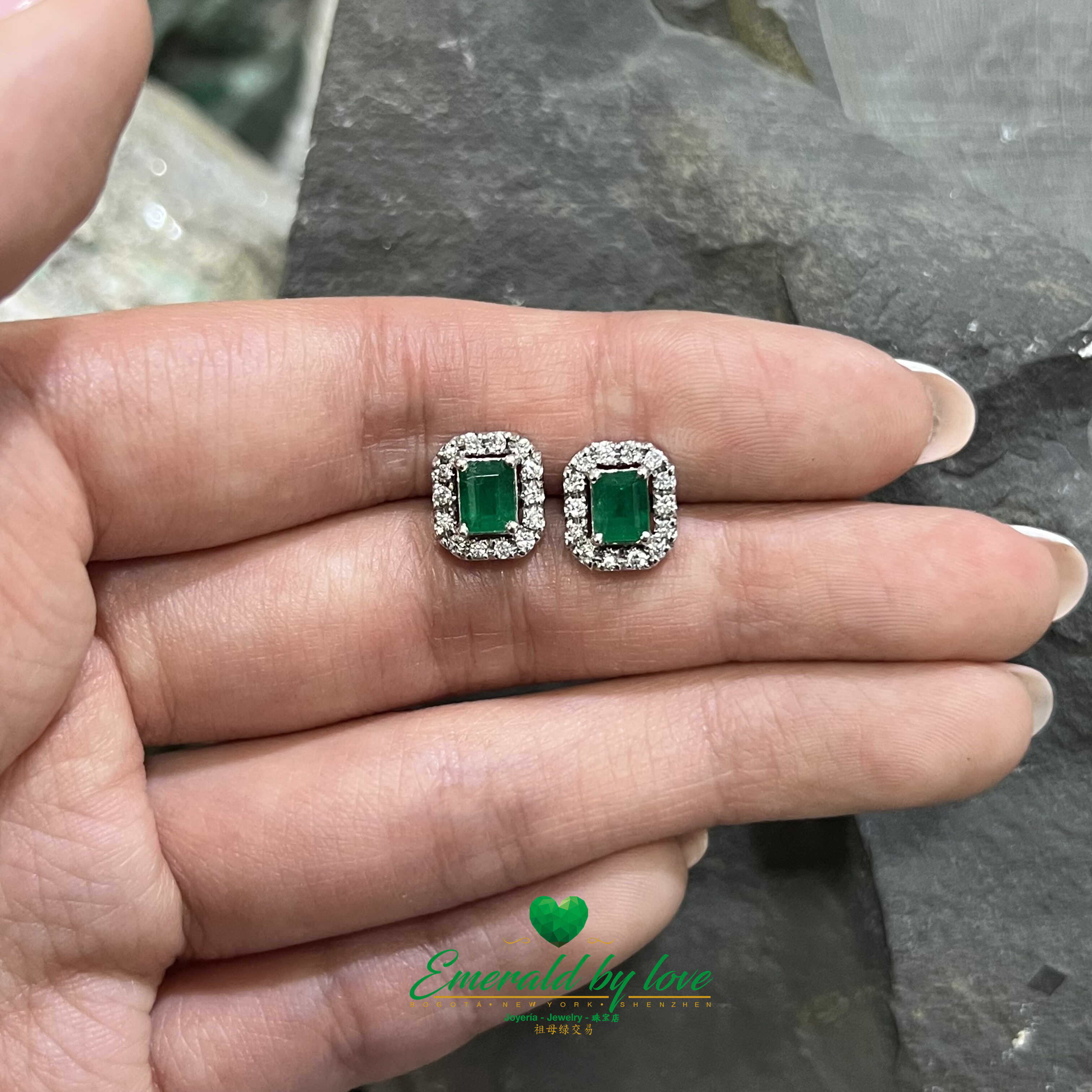 Regal Marquise White Gold Earrings with 1.10 Ct Emerald Cut Emeralds and 0.28 Ct Diamonds