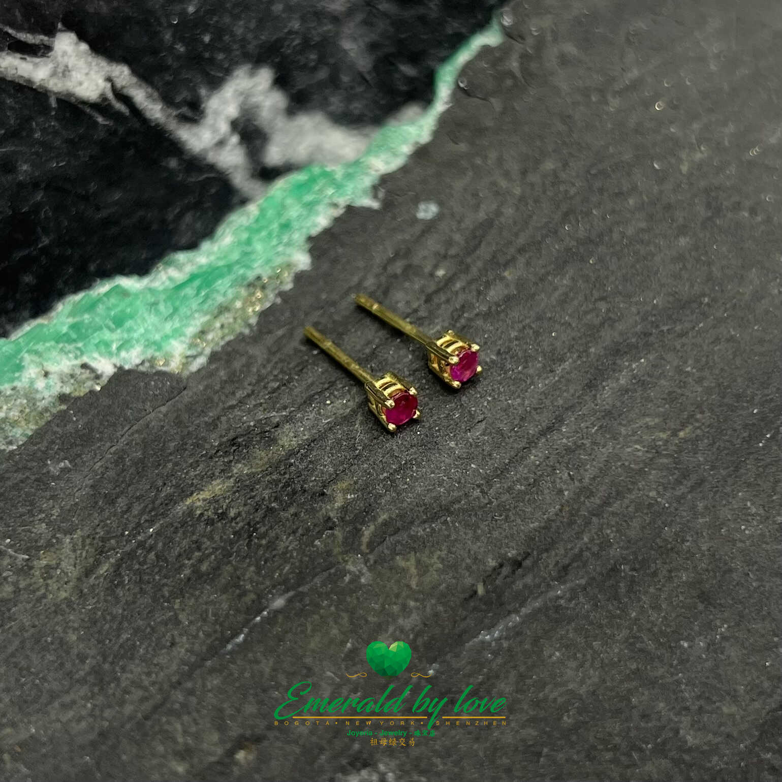 Sophisticated Splendor: 18K Yellow Gold Stud Earrings with 0.23 TCW Round Rubies