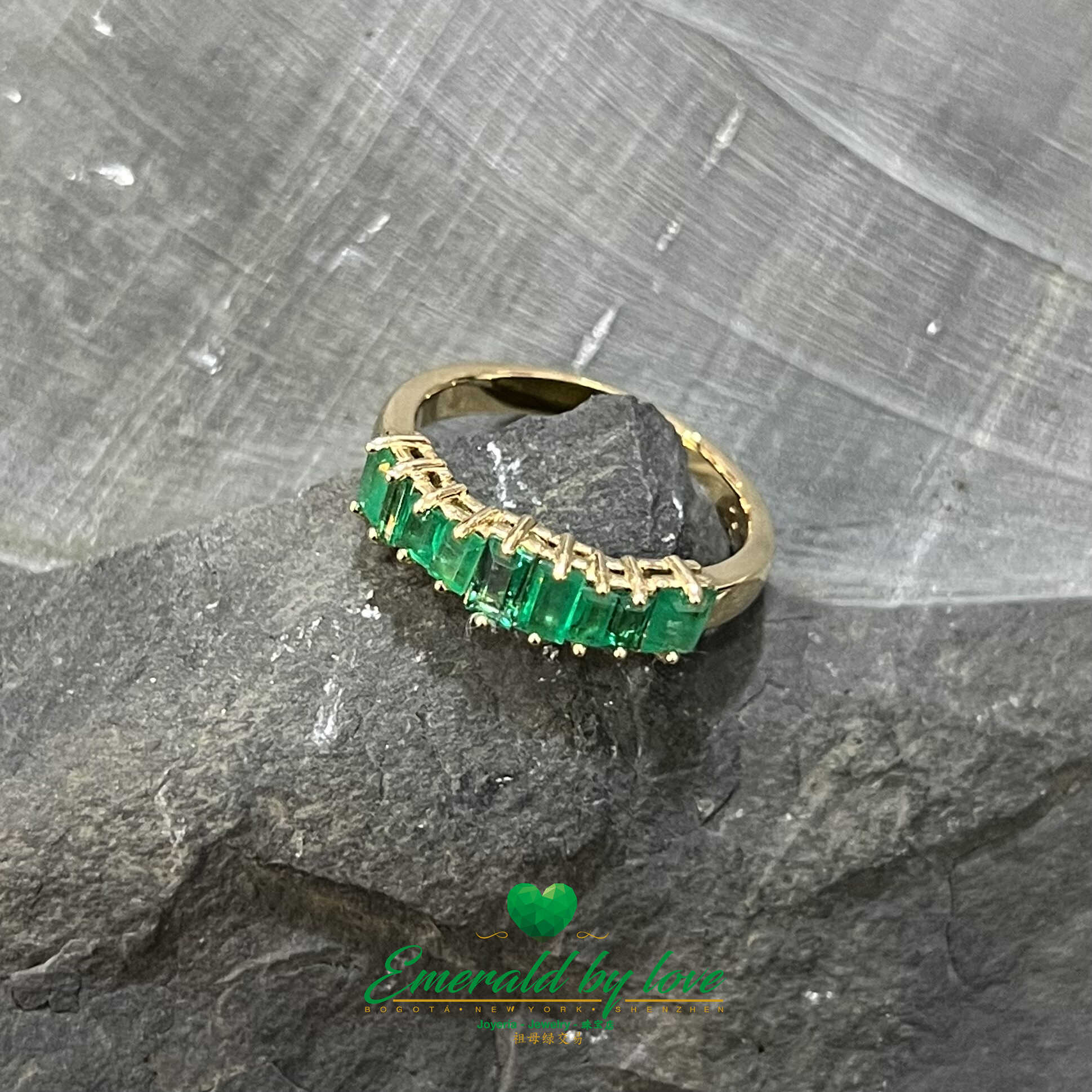 Yellow Gold Baguette Emerald Band: 0.76 tcw of Elegance