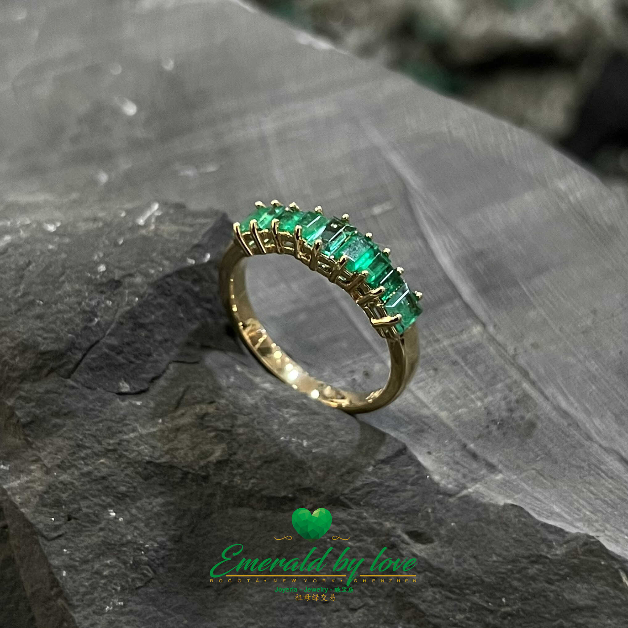 Yellow Gold Baguette Emerald Band: 0.76 tcw of Elegance