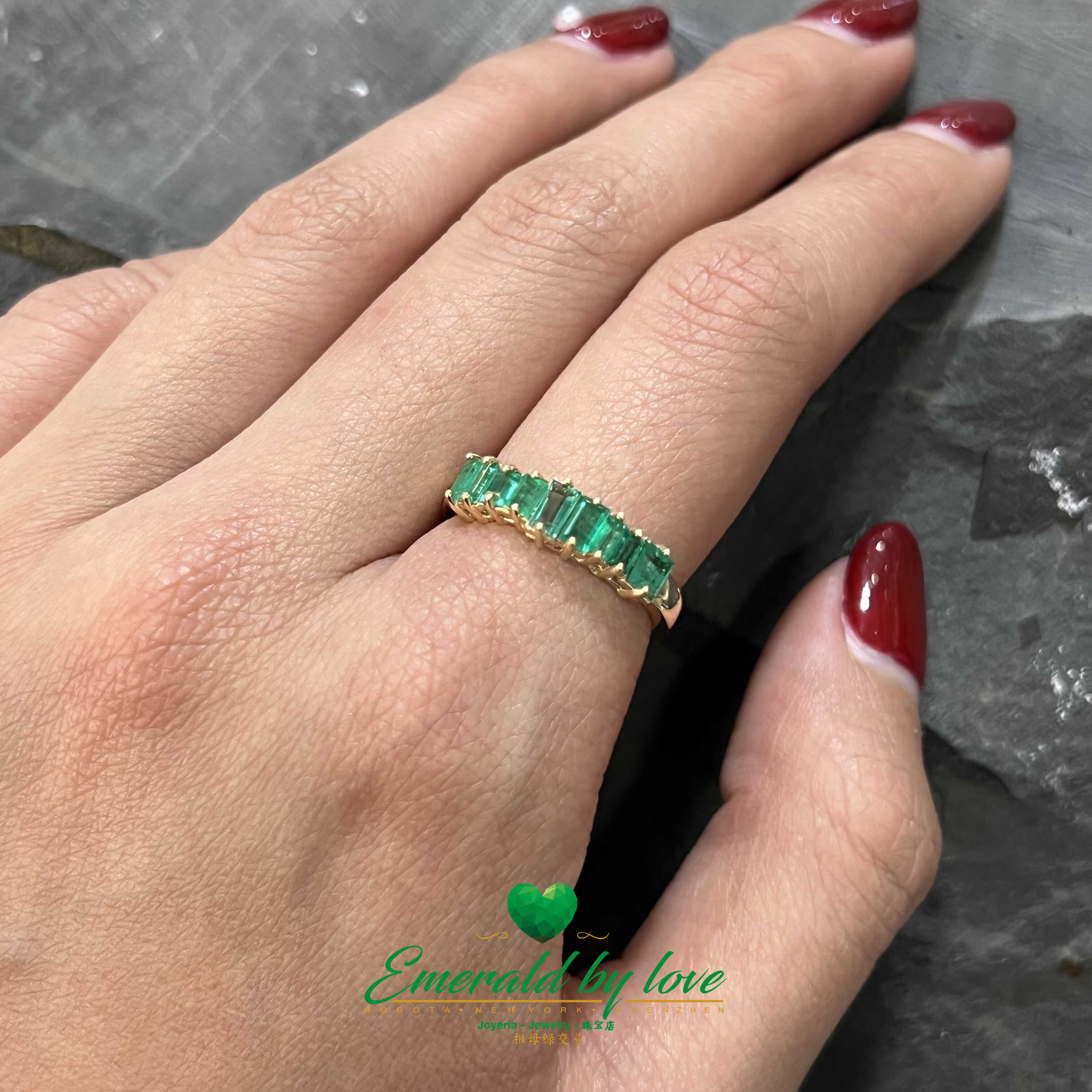 Yellow Gold Baguette Emerald Band: 0.76 CTW of Elegance